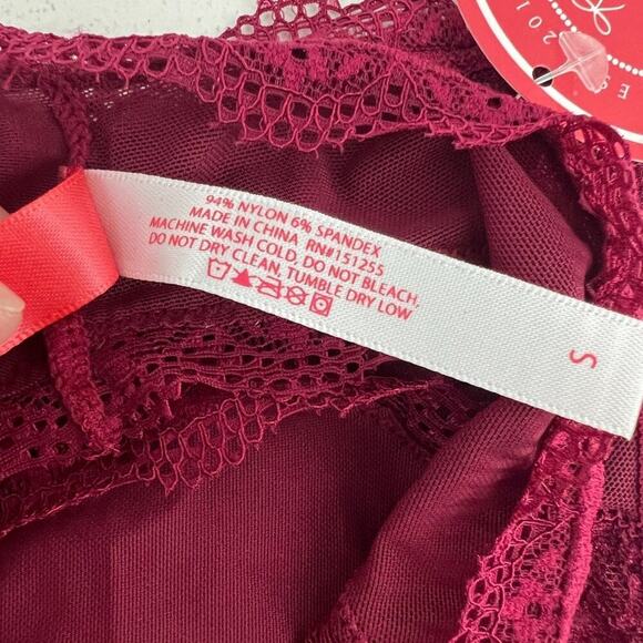 Splendies Wine Lace Front Semi Sheer Back Pantie Womens Size Small - Picture 3 of 6